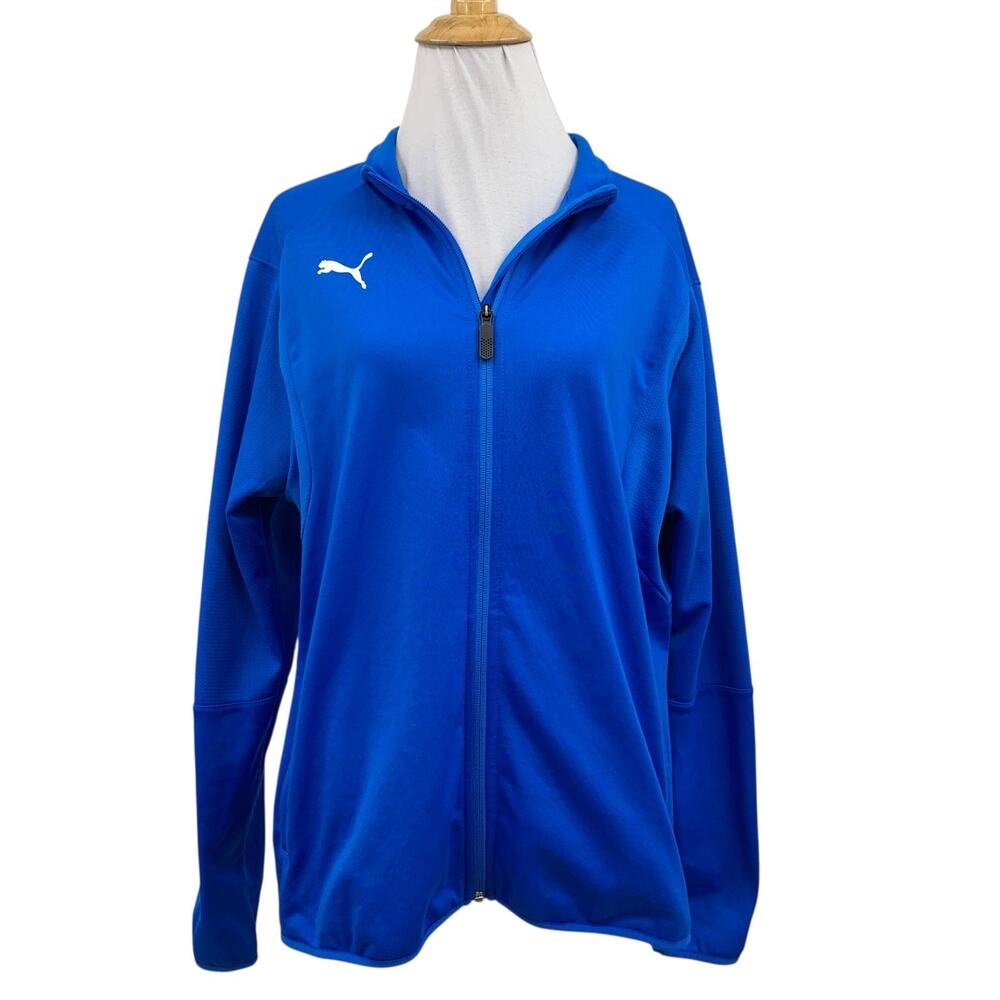 Puma Jacket Womens XL Extra Large Blue Liga Sweat Wicking Full Zip Mock Track